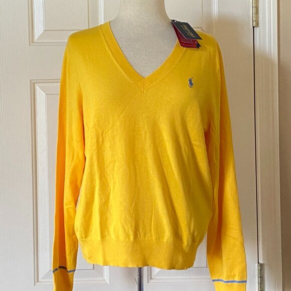 Polo Golf Ralph Lauren V-Neck Cotton Blend Cool Max Long Sleeve